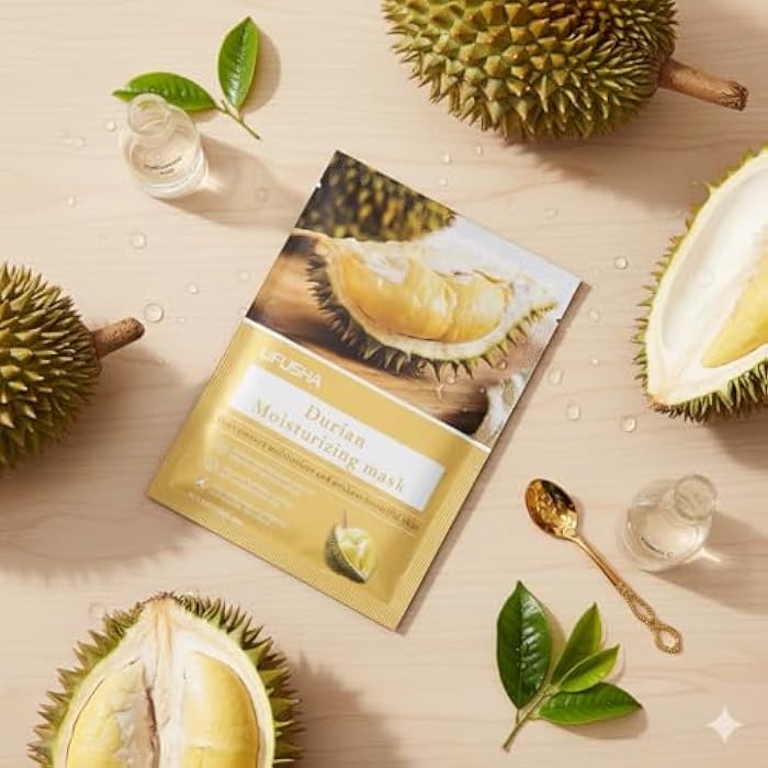 LIFUSHA Durian Moisturizing Face Mask, 30ml, Hydrating Sheet Mask with Fruit Essence (30ml, Durian) - Image 2